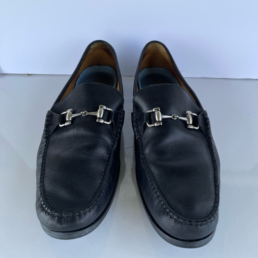 Peter Millar Black Leather Bit Slip-On Loafers